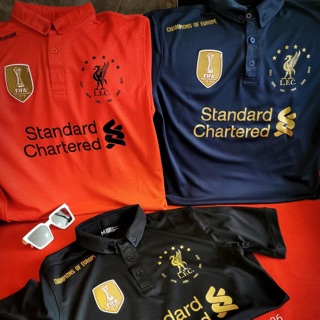 เสื้อโปโลลิเวอรพูล คอปก Champion of europe ฉลองแชมป์ 6 ดาว ** สินค้าถ่ายจากภาพจริง  ผ้า maxicool