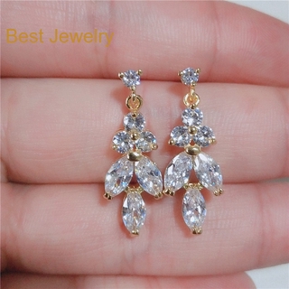 Best Jewelry ต่างหูระย้าเพชรcz งานสวยละเอียดเหมือนเพชรแท้ จัดส่งฟรี