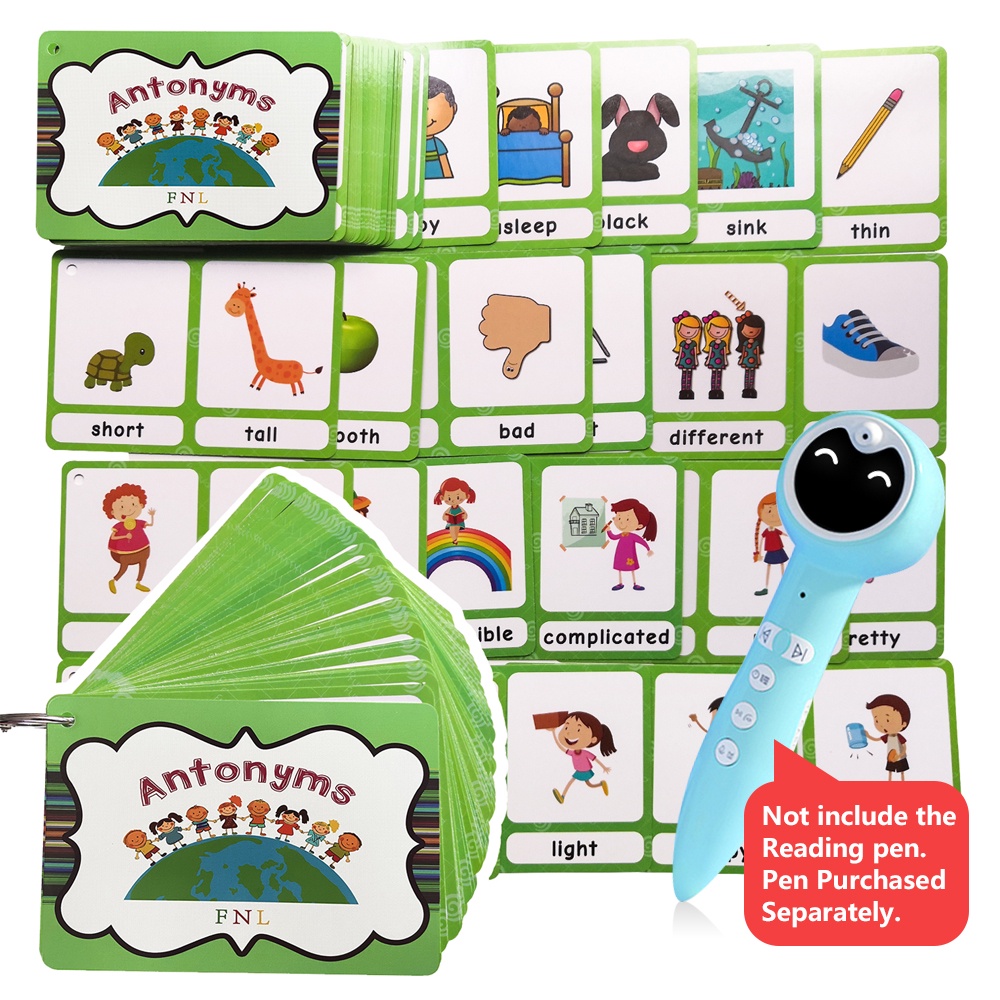 100 Groups Opposites คำตรงข้าม อังกฤษ แฟลชการ์ด การเรียนรู้ของเล่น Antonyms English Flash Cards Smart Reading Pen