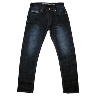 กางเกงยีนส์ผู้ชายทรงกระบอกเล็กสีเข้มกระเป๋าเดินลาย DECENT JEANS (SN:R12/1)