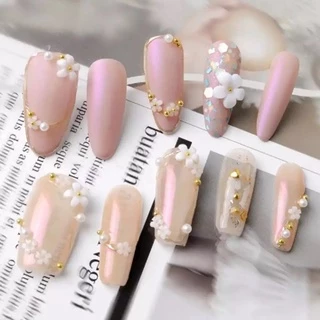 🪴ดอกไม้แต่งเล็บ ของแต่งเล็บ Resin Flowers Mix Gold Silver Beads
