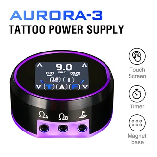 Aurora-3 ใหม่ล่าสุด พาวเวอร์ซัพพลาย หน้าจอสัมผัสดิจิทัล LCD RGB หลากสี สําหรับปากกาโรตารี่ เครื่องสัก 2022