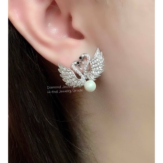 Iconic Swan Pierced Earring Jackets ต่างหู Swarovski งานหงษ์ค่ะ งานเพชร CZ แท้