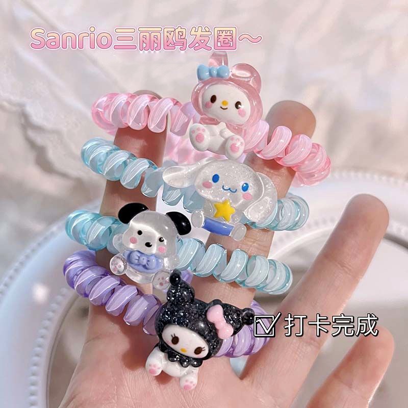 2023 สร้อยข้อมือ การ์ตูน Kulomi Cinnamoroll โทรศัพท์ คอยล์ ยางรัด ขนาดเล็ก หญิง อเนกประสงค์ น่ารัก เชือกหัว
