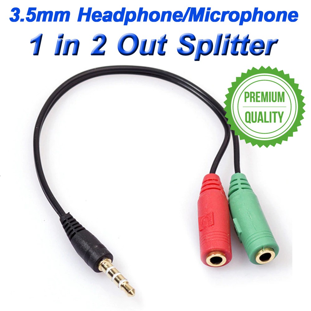 Headphone Microphone Splitter 3.5mm Extension Cable Audio Y Splitter 3.5mm Male to 2 Ports 3.5mm Fem