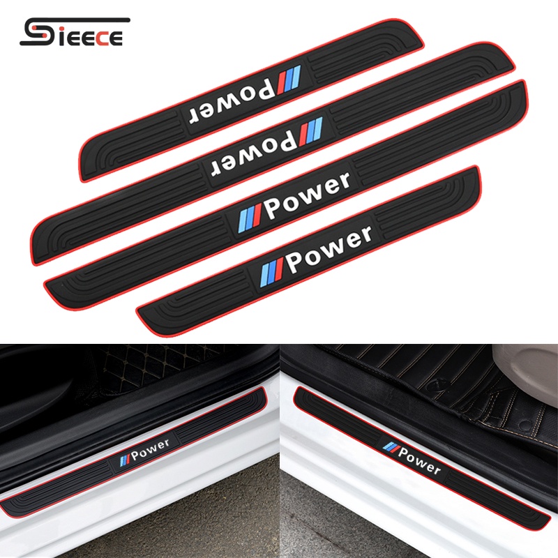 Sieece BWM M 4ชิ้น ซิลิโคน กันรอยประตูรถยนต์ Silicone สติ๊กเกอร์ติดรถ แผ่นกันรอยประตูรถยน สำหรับ BMW
