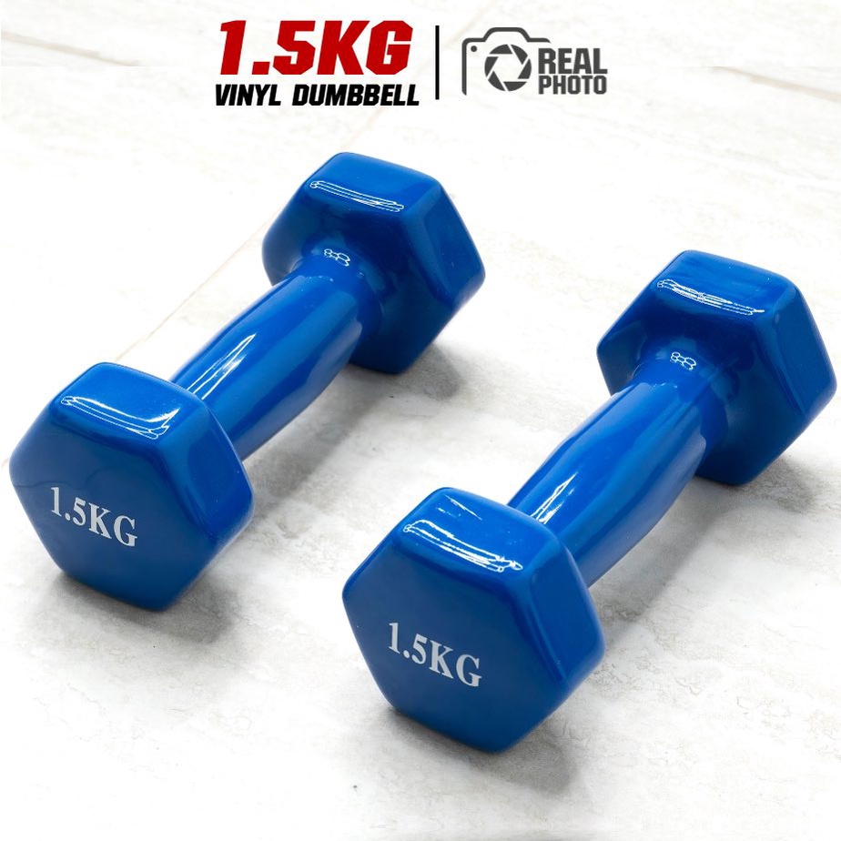 Dumbbell ดัมเบล หุ้มยางไวนิลสีน้ำเงิน ขนาด 1.5กิโล (1 คู่) - เครื่องออกกำลังกาย แบรนด์ IRONTEC