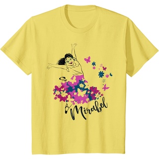 คอลูกเรือเสื้อยืดลําลอง แขนสั้น พิมพ์ลาย Disney Encanto Mirabel Madrigal Flower Lilac สีม่วง สไตล์เกาหลี คุณภาพสูง เป็นท