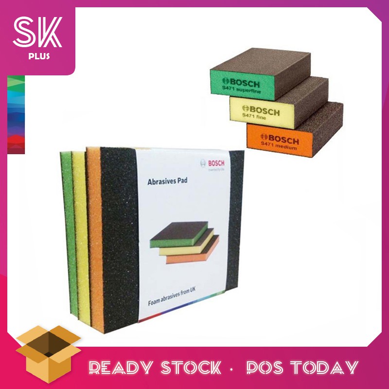 SKPLUS BOSCH อุปกรณ์เสริมมืออาชีพ 3 ชิ้นแผ่นขัด (ละเอียด, ละเอียด, กลาง) - 061880008ม