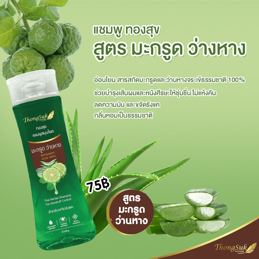 แชมพู สมุนไพร ทองสุข (สูตรมะกรูด ว่านหาง ) 250 g. - รูปที่ 2