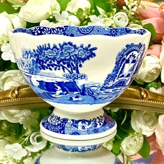 Spode Blue Italian Footed Dish จาน ชาม พานเล็ก