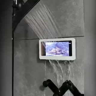 Home Bathroom Wall-mounted Stick Waterproof Transparent Phone Case Take Shower Phone Storage Box