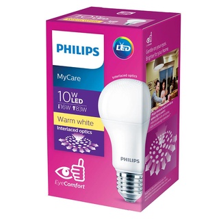 หลอดไฟ LED Bulb PHILIPS A55 E27 10วัตต์ สีเหลืองขาว