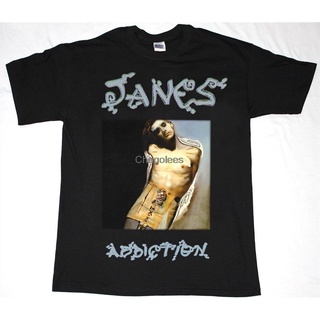 เสื้อยืดผ้าฝ้าย ขายดี เสื้อยืดลําลอง แขนสั้น คอกลม พิมพ์ลาย JANES ADDICTION PERRY FARRELL ALTERNATIVE O FOR PYROS BLACK