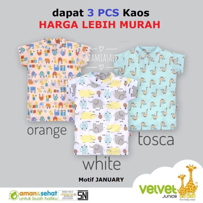 เสื้อยืดแขนสั้น VELVET JUNIOR Baby Daily Top - 3-6 เดือน 3 ชิ้น JANUARY