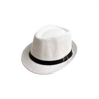 Fedora หมวกคาวบอย หมวกเฟโดร่า เข็มขัดหนู สีขาว houseofcuff