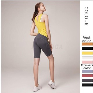 Tights New Irregular Yoga Vest Female Solid Color Ladies Sports Fitness Bottoming Vest Yoga Suit High Elasticity Slim Bottoming Vest Yoga Vest