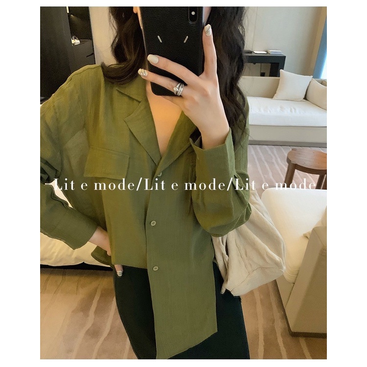 SMD2926 เสื้อเชิ้ตมีกระดุมแขนยาว แฟชั่นผู้หญิงสไตล์เกาหลี เสื้อโอเวอร์ไซส์คอปก ใส่เที่ยว ใส่ทำงาน