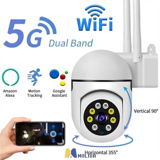 กล้องไร้สายกล้องวงจรปิดภายนอก Wifi Ip 1080P กล้องรักษาความปลอดภัย Wifi 5G Dual Band 5mp MOLISA