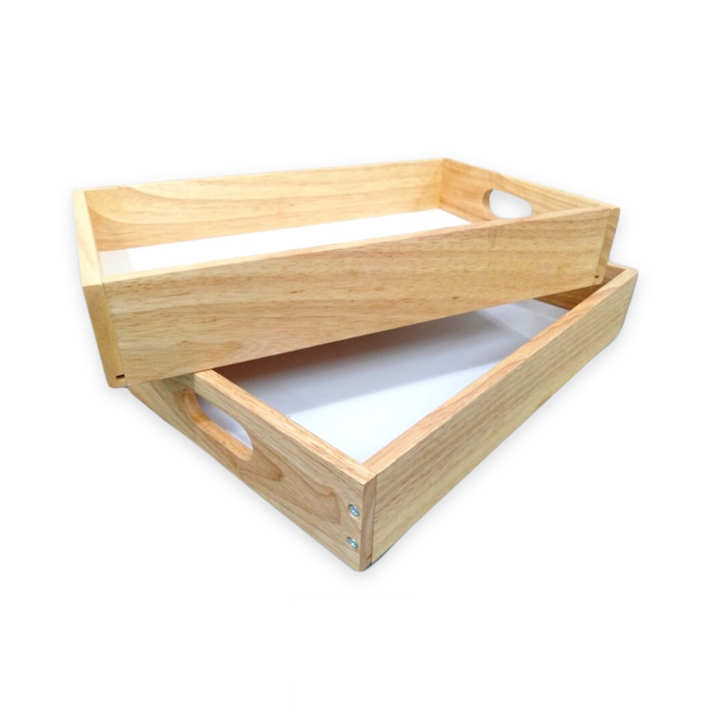 🔥🔥 (เลเซอร์ชื่อได้) Mini BOX tray Wood ถาดไม้ สไตล์มินิมอล  ทำสีแล้ว ใส่ A4 ได้ (กดได้ 3 ชิ้นต่อออเดอร์จ้า)
