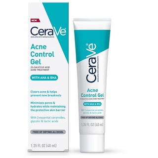 [ของแท้ 100%] CERAVE ACNE CONTROL GEL 2% SALICYLIC ACID ACNE TREATMENT WITH AHA &amp; BHA 40 ml.