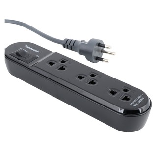 ปลั๊กไฟ สวิทช์ ปลั๊กสามตา POWER STRIP 3 OUTLET 3M. BLACK PANASONIC รางปลั๊กไฟ 3 ช่อง 1 สวิตซ์  3M. ดำ PANASONIC