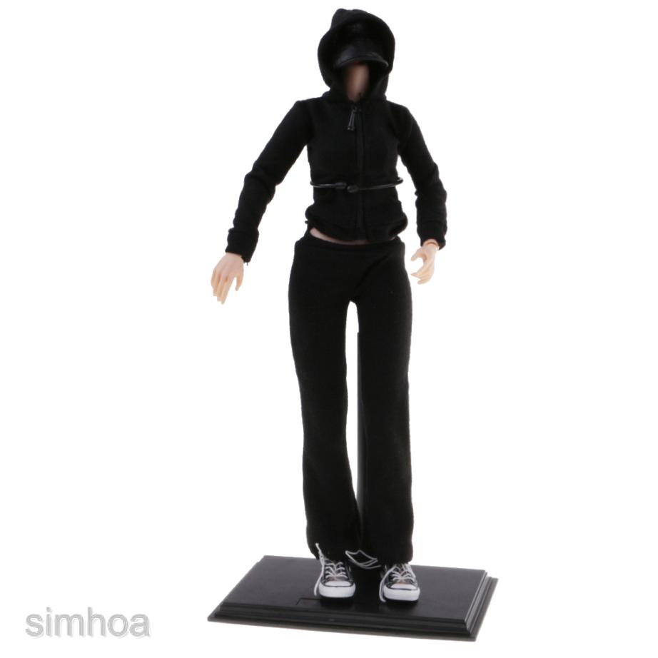 1/6 Female Body w/ Black Clothes Set &amp; Display Stand for 12\ ZY ZC HOT TOYs