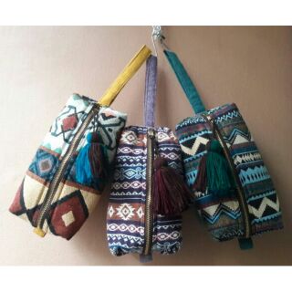 Boho graphic bag  กระเป๋าผ้าฝ้าย แต่งลายทอเก๋ๆ แนวๆ ชิคๆ