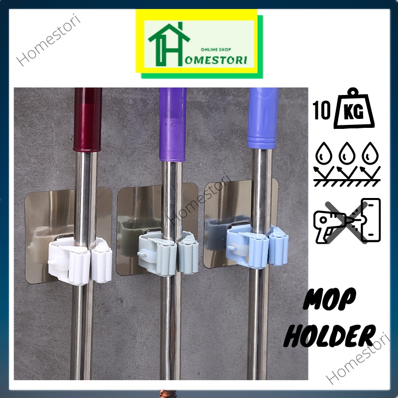 HomeStori Mop Holder Broom Holder ในห้องน้ํา钩 Penyangkut 拖 .