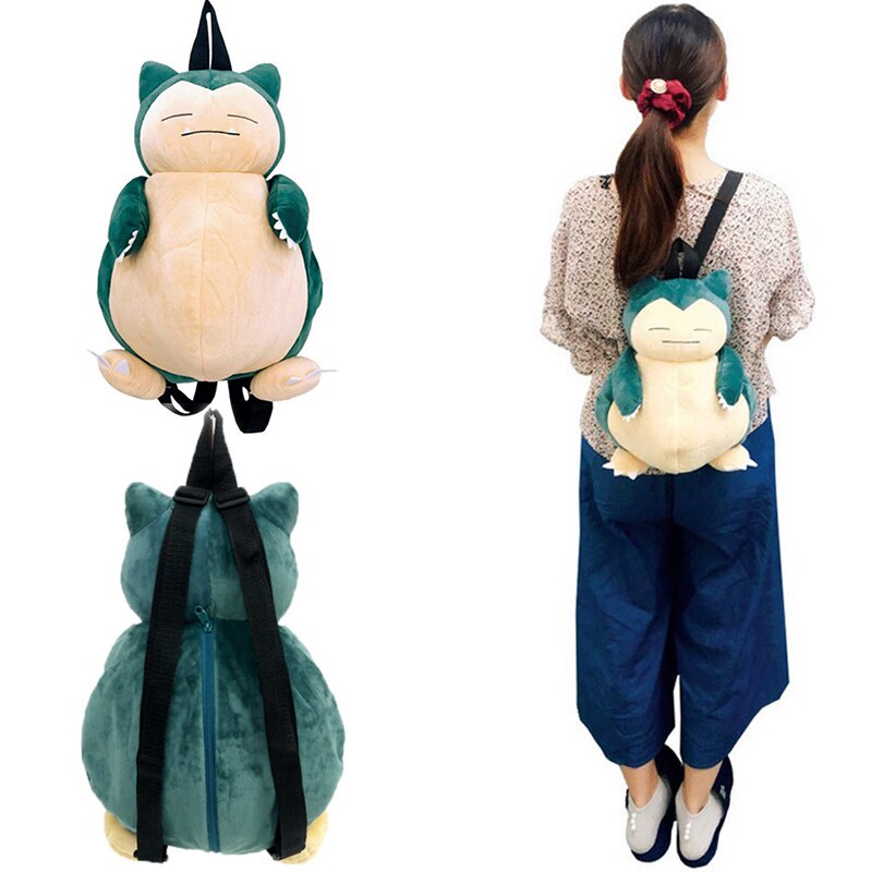 45 ซม.Pokemon Snorlax ของเล่นตุ๊กตากระเป๋าเป้สะพายหลังคอสเพลย์การ์ตูน Multi Function กระเป๋าสะพายสาวกระเป๋าถือ Mochila ของขวัญสําหรับเด็ก