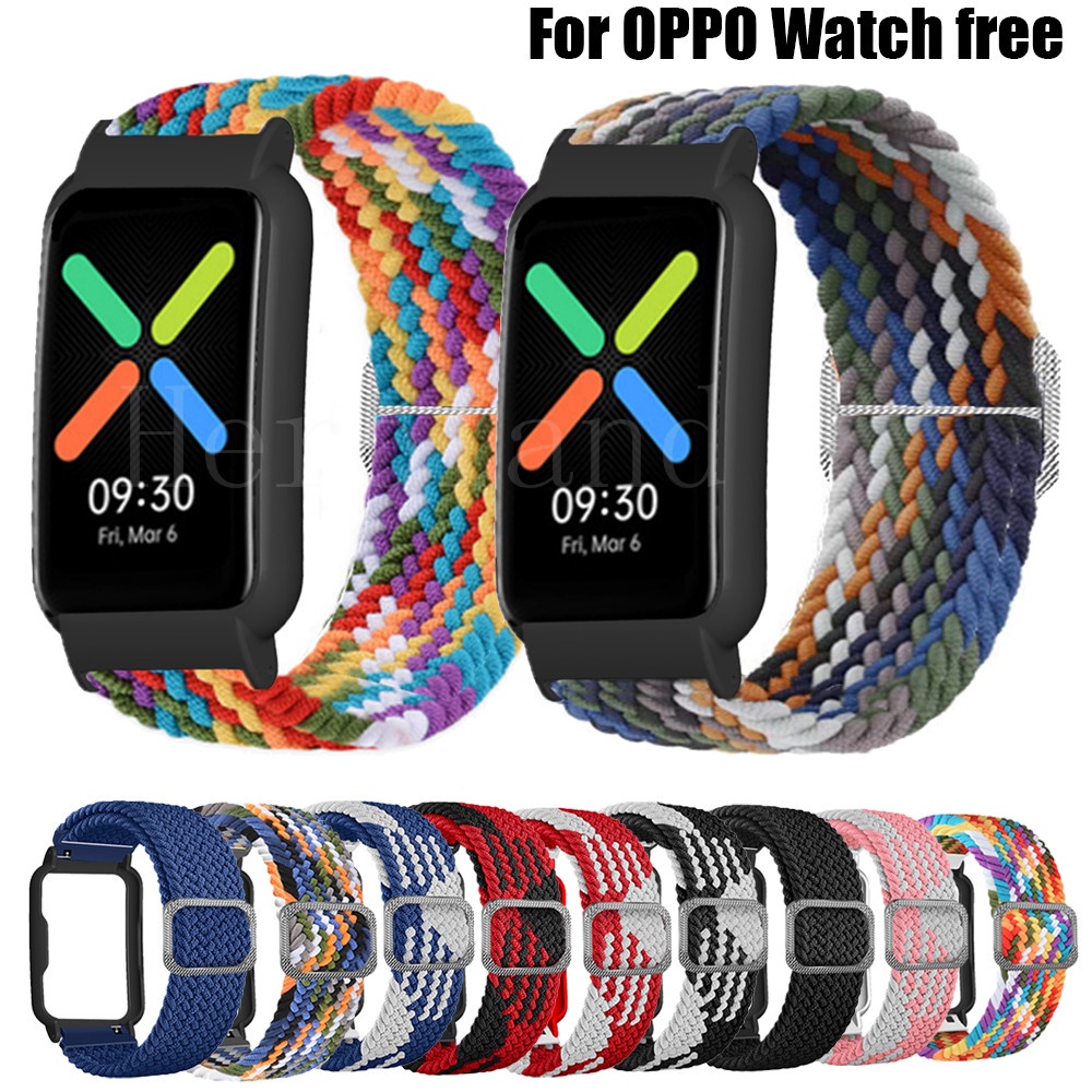 สายนาฬิกาข้อมือไนล่อนถัก ยืดหยุ่น สําหรับ oppo Watch oppo free WatchStrap + เคสป้องกัน