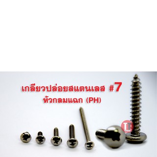 เกลียวปล่อยสแตนเลส #7 (หัวกลม,หัวนูน P+)