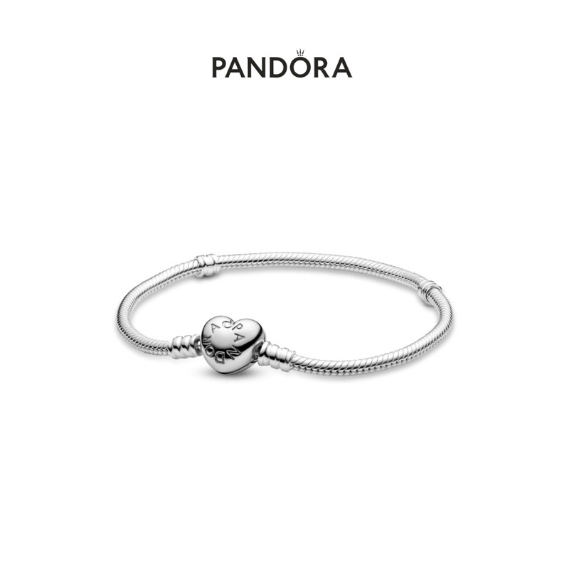 (พร้อมส่ง)Pandora​ Silver​ Bracelet​  กำไลข้อมือหัวใจ ของเเท้100%