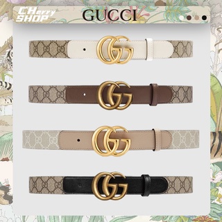 Gucci  Belt in GG Supreme canvas with double G buckle🍒3cm wide