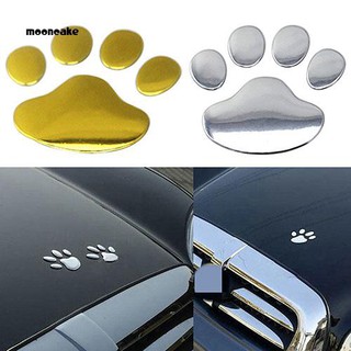 ☼Mooncake☼3D Car Silver/Golden ST Window Bumper Body Decal Sticker Bear Cat Dog Paw Foot Prints