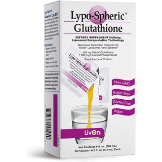 Lypo Spheric Glutathione กลูต้าผิวขาวที่ดีที่สุด 1กล่อง30ซอง Lypo GSH