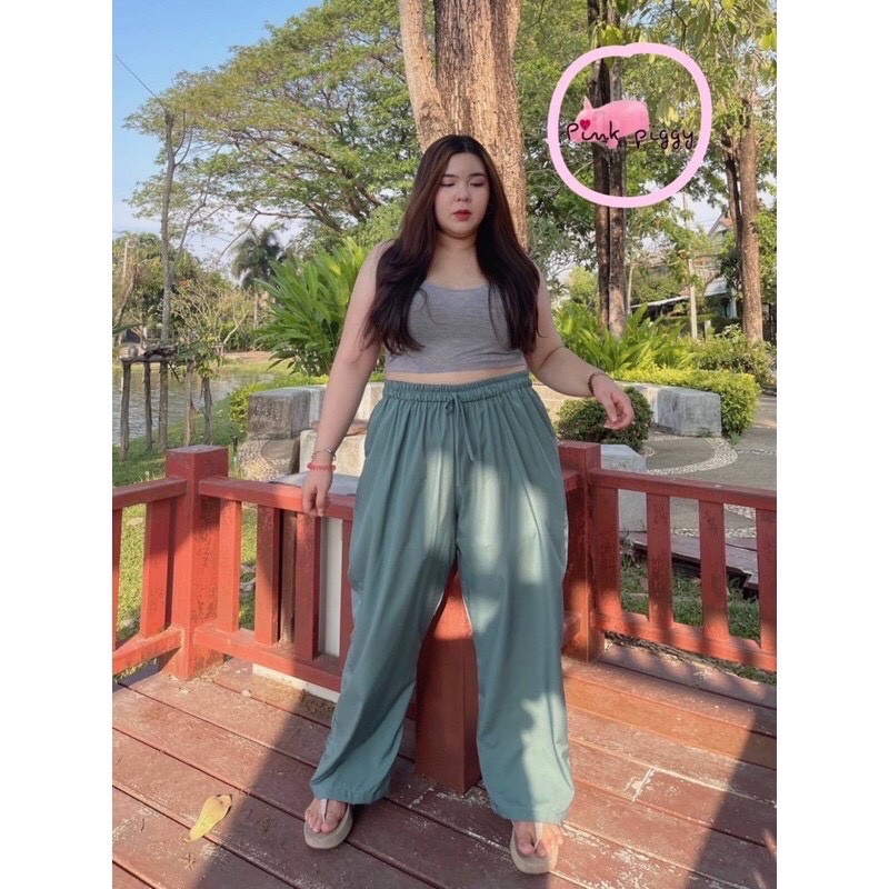 กางเกงขายาวสาวอวบผ้าเบาสบาย #สำหรับสาวอวบสายชิลไม่ชอบผ้าหนารุงรัง
