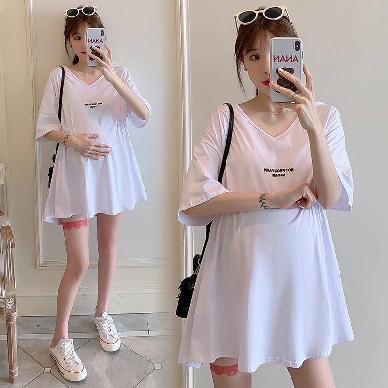 ⚡ชุดคลุมท้องแฟชั่น,กระโปรงเสื้อยืดพลัสไซส์,คนอ้วน,หลวมและสบาย,ชุดคลุมท้องใส่ทำงาน