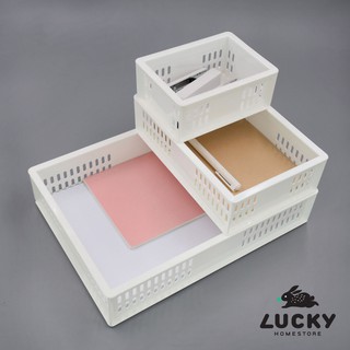 LUCKY HOME  ตะกร้า ตะแกรง ถาด กระบะใส่ของสีขาว DT-11,12,13/ สีใส DT-01,02,03