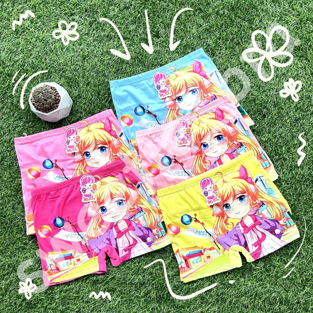 กางเกงในเด็กผู้หญิง ขาสั้น 10 ตัว สกรีนลายการ์ตูน 1 แพค/ลาย