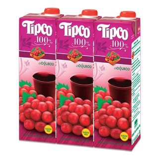 ทิปโก้ น้ำองุ่นแดง 100% ขนาด 1000 มล. แพ็ค x 3 กล่อง Tipco 100% Red Grape Juice, Size 1000 ml. Pack x 3 boxes