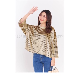 เสื้อยืด oversize ผ้ากำมะหยี่ลายจุดเนื้อนิ่ม