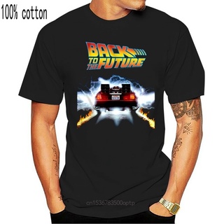 เสื้อยืดผ้าฝ้ายพิมพ์ลายขายดี ใหม่ เสื้อยืดลําลอง แขนสั้น พิมพ์ลาย Back To The Future Flaming Delorean เหมาะกับการเล่นฟิต