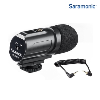 Saramonic SR-PMIC2 ไมโครโฟนช็อตกันติดหัวกล้องไมค์คอนเดนเซอร์สเตอริโอรับเสียงเป็นแบบคาร์ดิออยด์