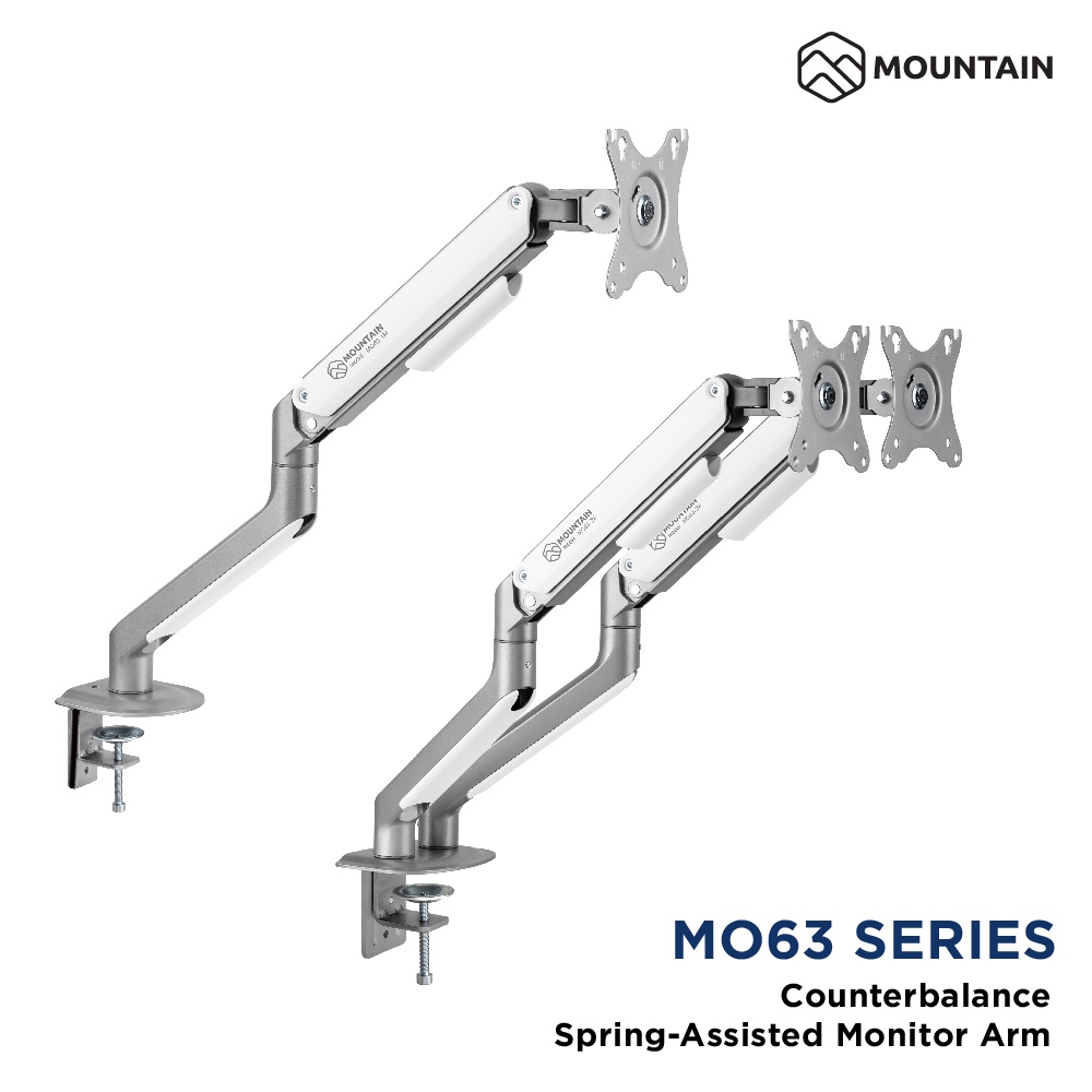 Mountain ขาตั้งจอคอม 1 จอ, 2 จอ แบบสปริง รุ่น MO-63WH-1M / MO-63WH-2M Spring Assisted Monitor Arm