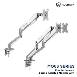 Mountain ขาตั้งจอคอม 1 จอ, 2 จอ แบบสปริง สีเทา-ขาว Spring Assisted Ergonomic Monitor Arm รุ่น MO63-1M / MO63-2M