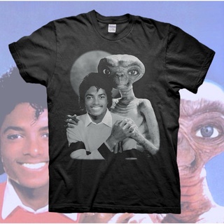 printเสื้อยืดแฟชั่นพิมพ์ลาย☁Michael Jackson Et The Extra-Terrestrial Thriller Retro Tshirt -S-4XL