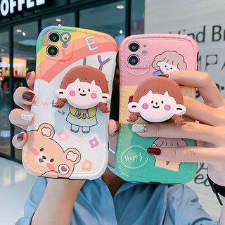 เคส iPhone น่ารัก 12promax 7 8Plus SE X  XS ป้องกันการตก XR  XSMAX  11 12pro 11promax วงเล็บ เคสโทรศัพท์ซิลิโคน Mnd7