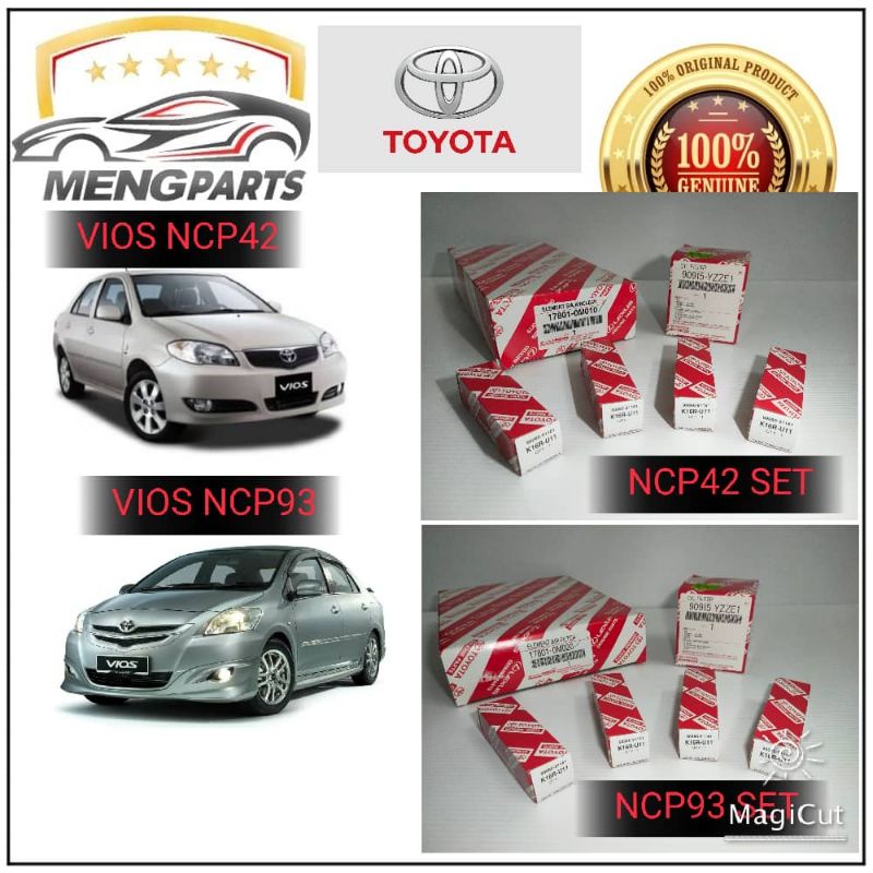 TOYOTA VIOS NCP42 & NCP93 AIR FILTER, กรองน้ํามัน, SPARK PLUG 17801-0M010/17801-0M020 /90080-9161/ 9