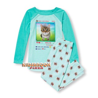 [แท้]PL205 ชุดนอน The Childrens Place รุ่น Girls Photo-Real Kitten Instagram Pajama Set (4-8 ปี)